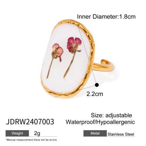 Waterproof Flower Adjustable Opening Rings