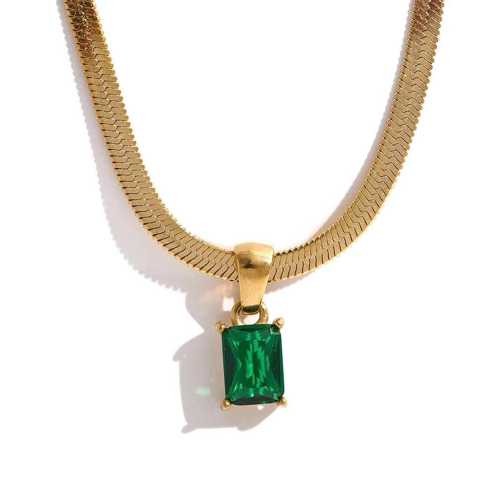Exquisite Geometric Square Cubic Zirconia Drop Necklace