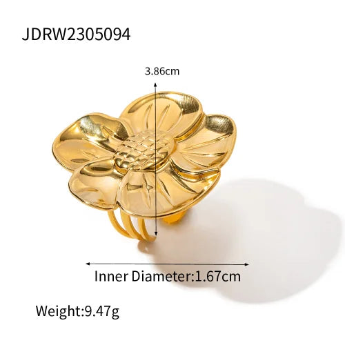 Waterproof Flower Adjustable Opening Rings