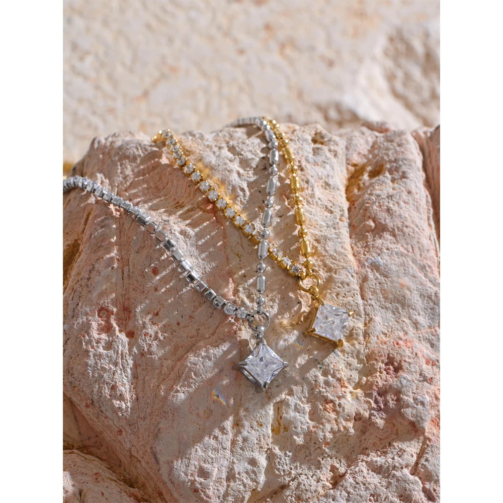 Cubic Zirconia Chain Pendant Necklace
