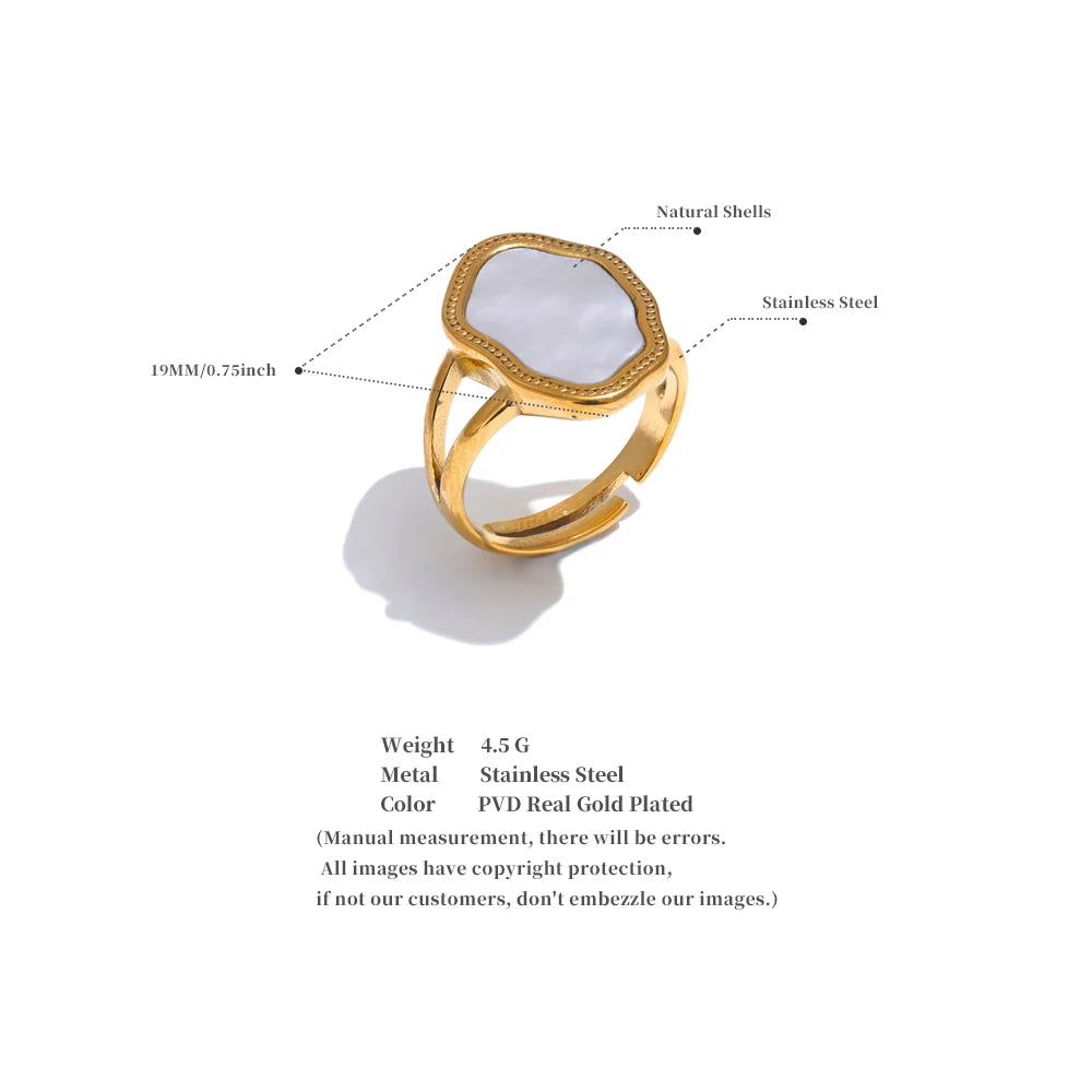 Natural Shell Adjustable Ring