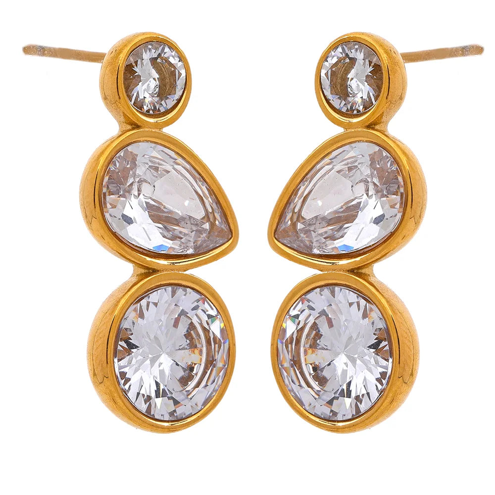 Cubic Zirconia Bling Stud Earrings