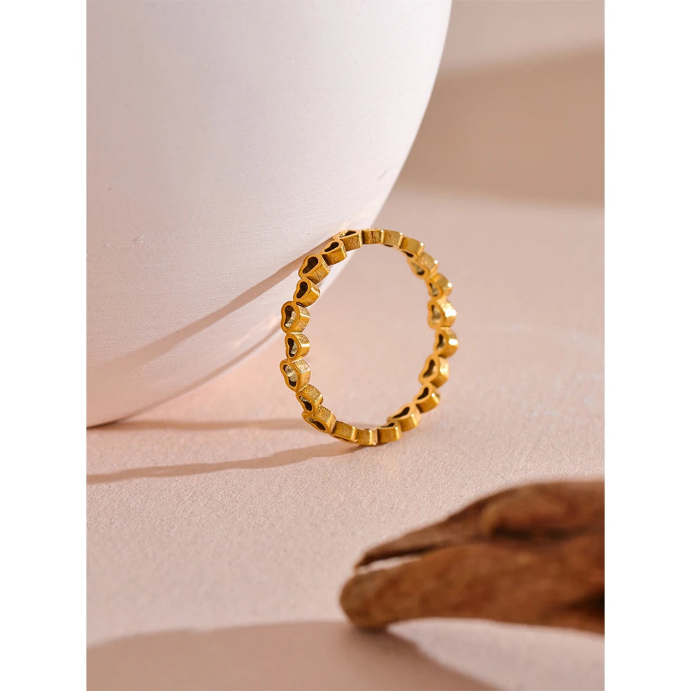 Minimalist Hollow Heart Ring – Gold Stainless Steel