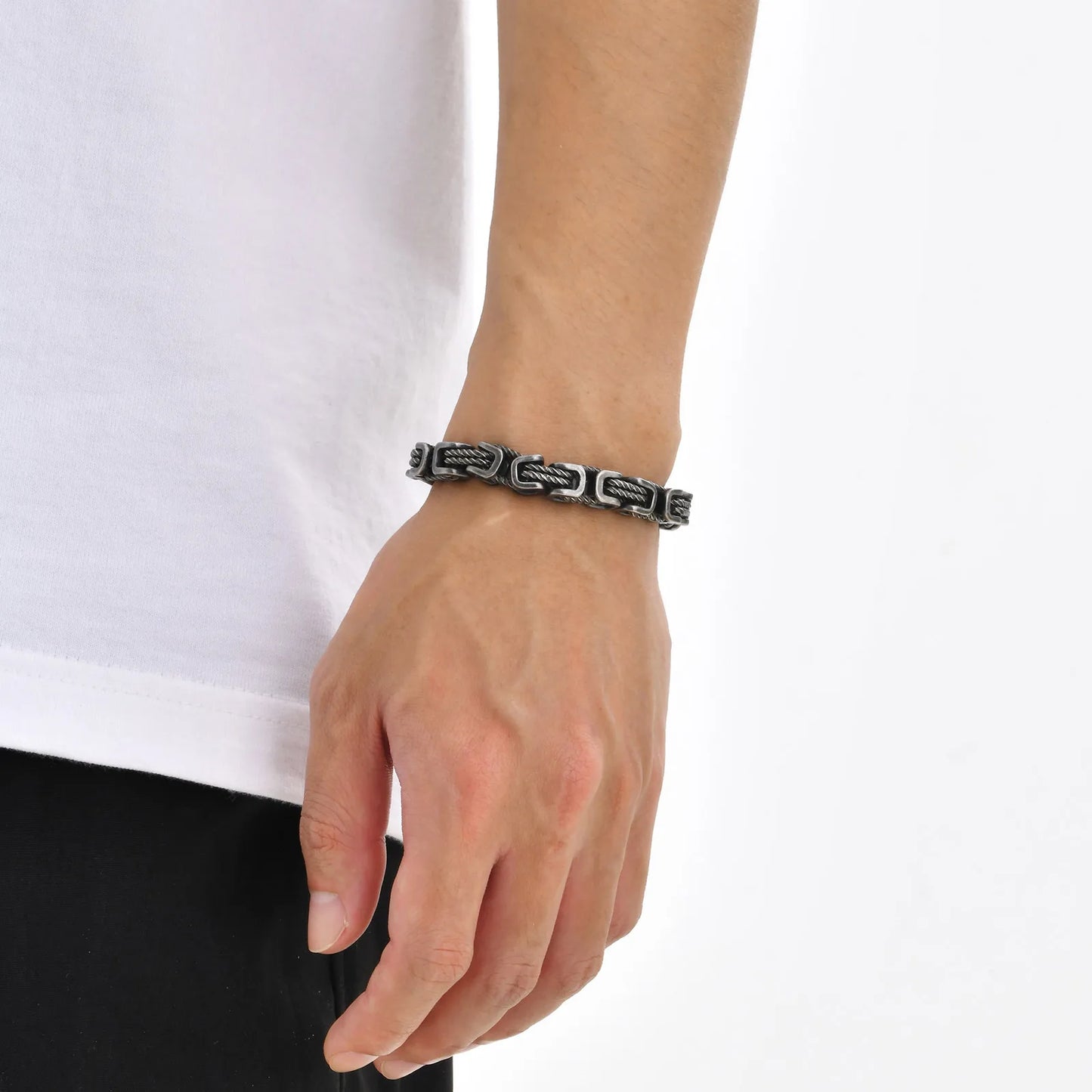 Chunky Braided Link Wristband Bracelets