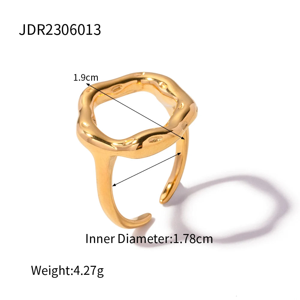 Geometric Wide Stainless Steel Rings