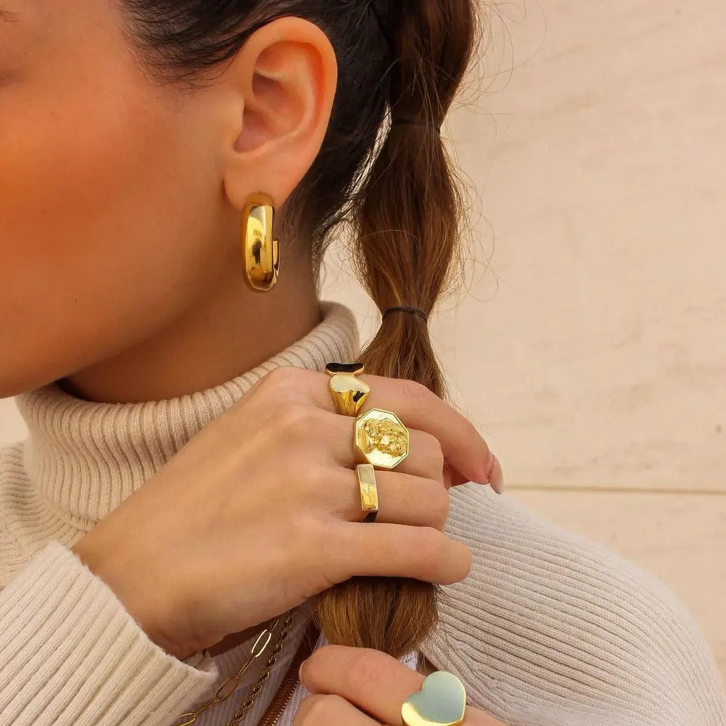 Hollow Design Chunky Bold Hoop Earrings