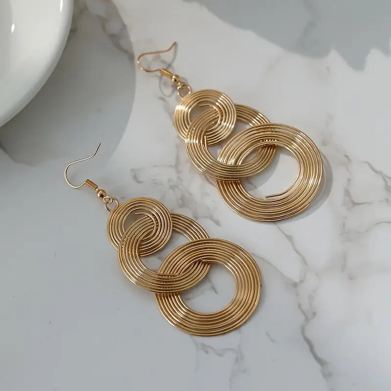 Vintage Multi-Layer Circle Drop Earrings