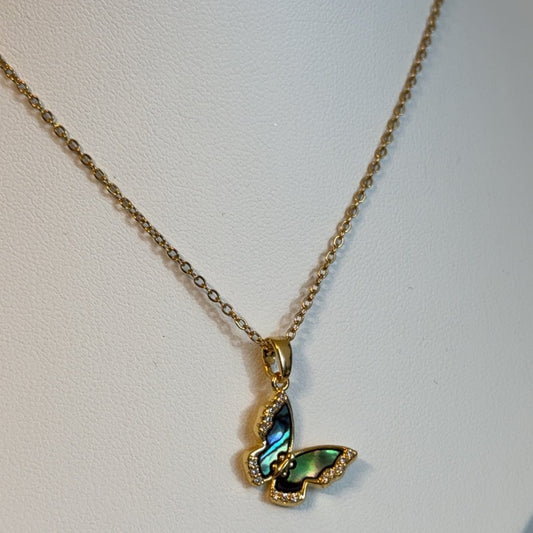Heart, Flower & Butterfly Pendant Necklace – Stainless Steel