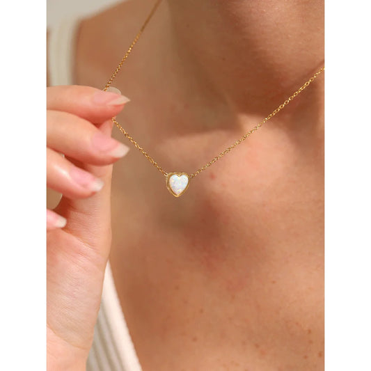 Natural Australian Opal Heart Pendant Necklace