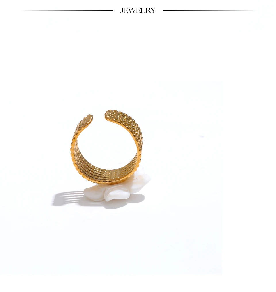 Thicker Natural Shell Flower Open Ring