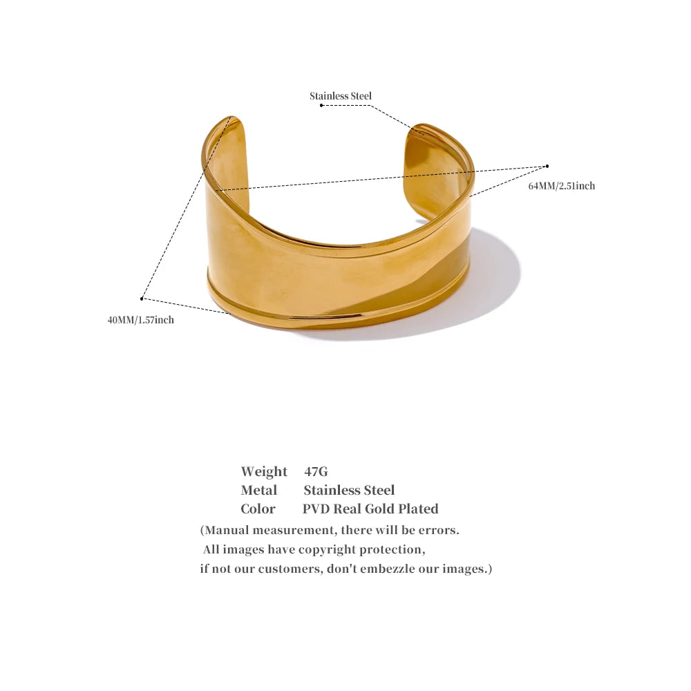 High-Quality Stainless Steel Wide Cuff Bracelet