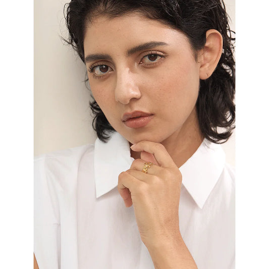 Thin Plant Flower Adjustable Open Ring