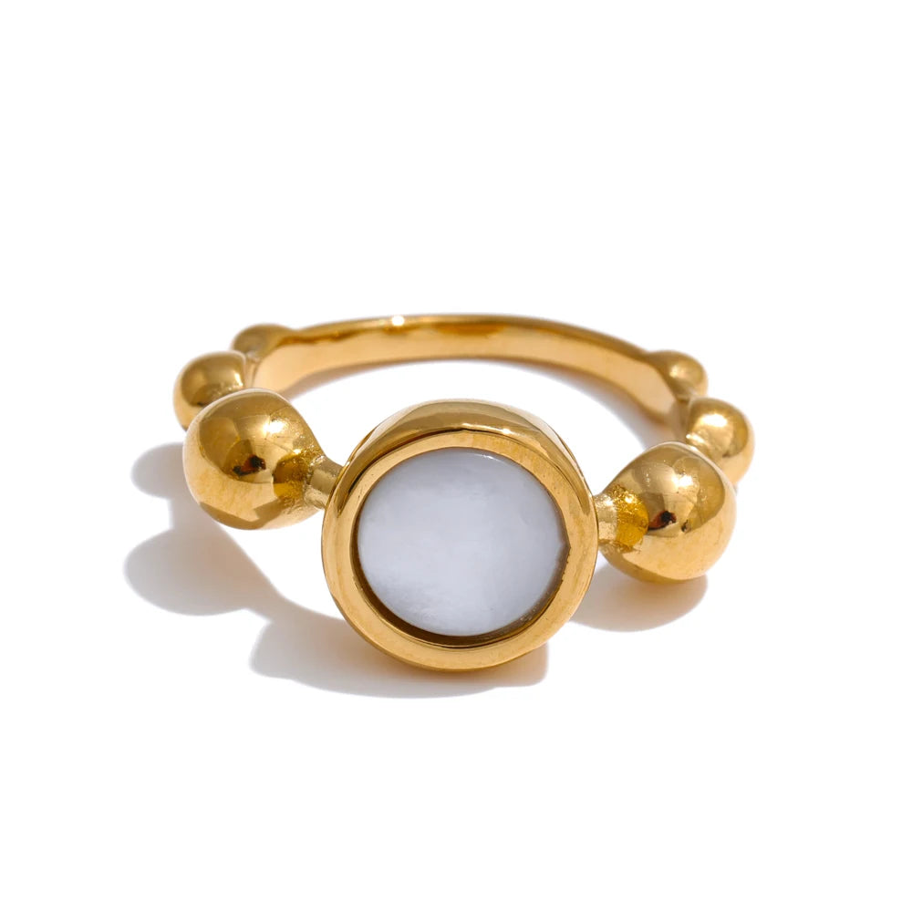 Natural Thicker Shell Finger Golden Textured Rings