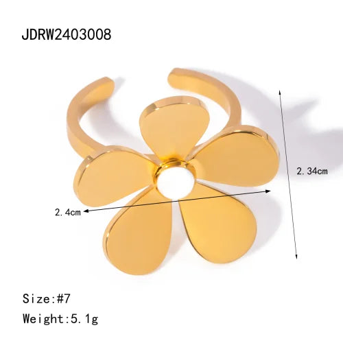 Waterproof Flower Adjustable Opening Rings