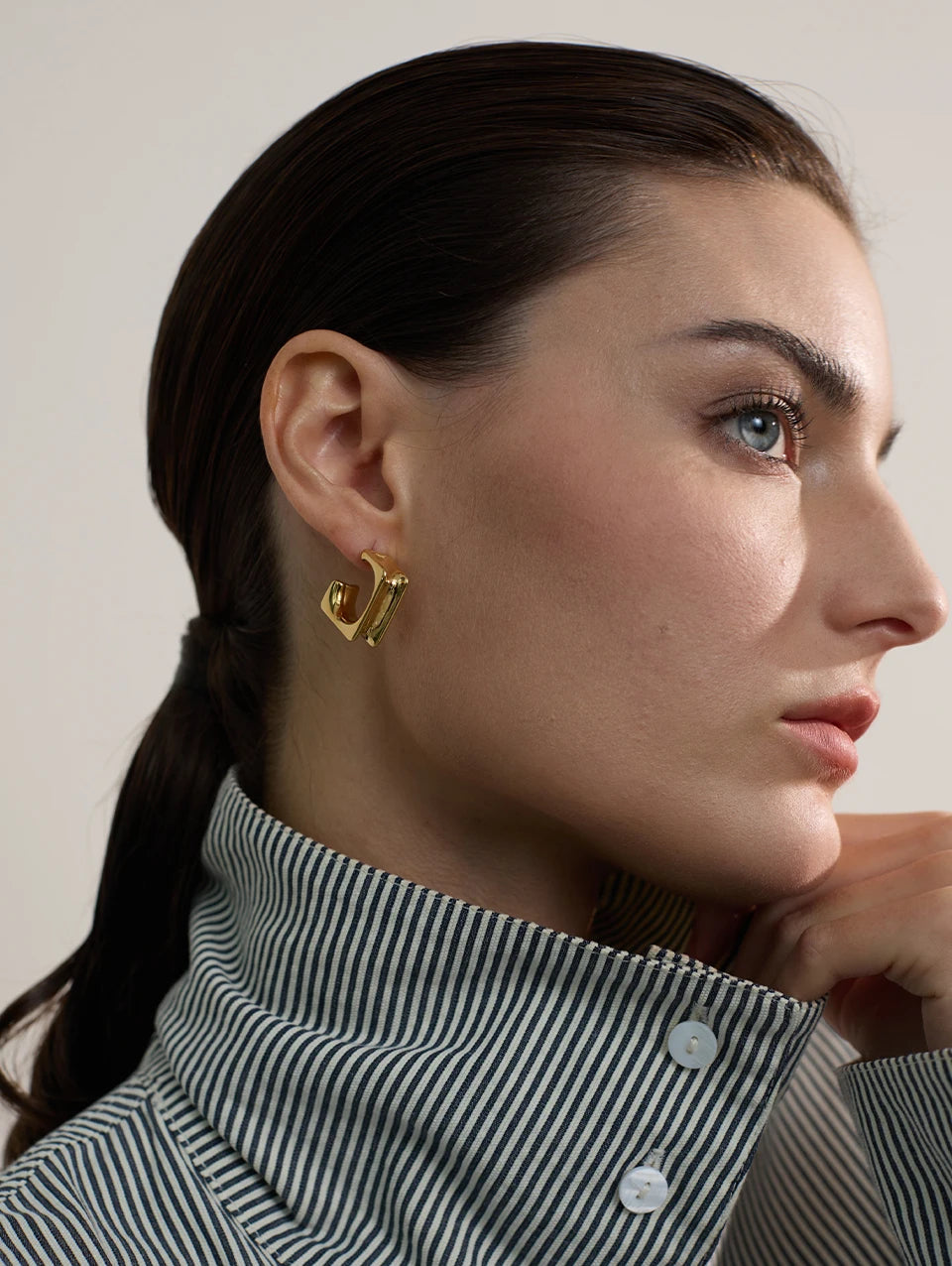 Square Geometric Huggie Earrings