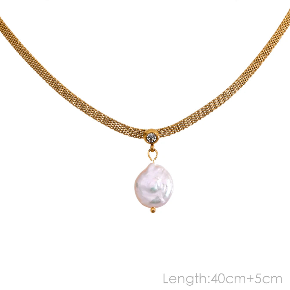 Tarnish-Free Natural Pearl Beads Necklace