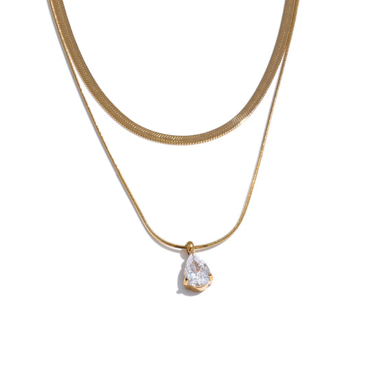 Double Layer Snake Chain Zircon Necklace