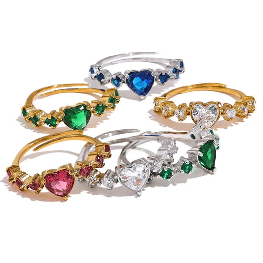 Adjustable CZ Heart Ring