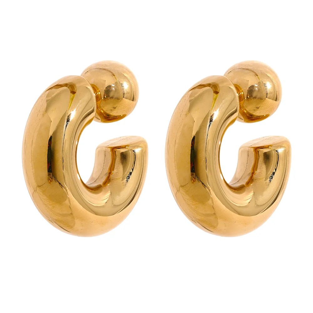 C Shape Round Chunky Earrings