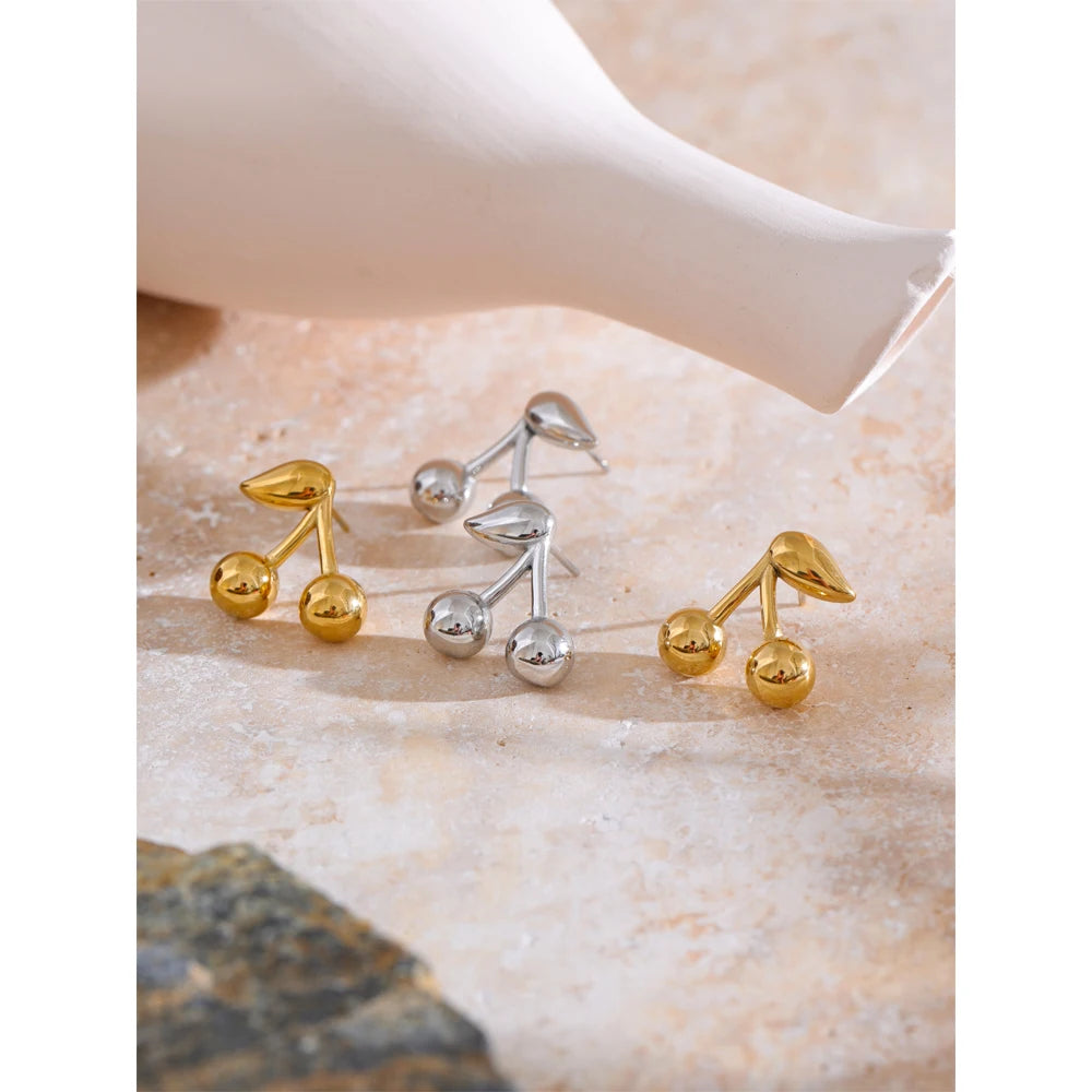 Chic Cherry Stud Earrings