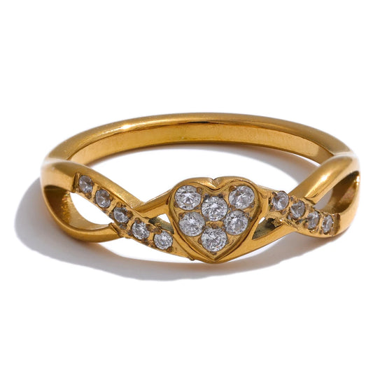 Thin CZ Heart Ring