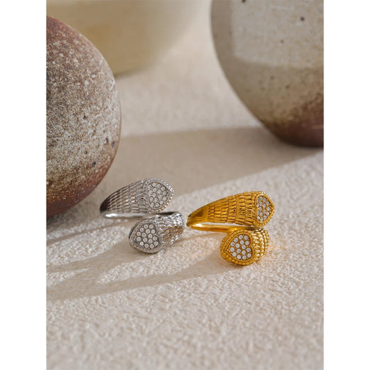 Zirconia Heart Snake Ring