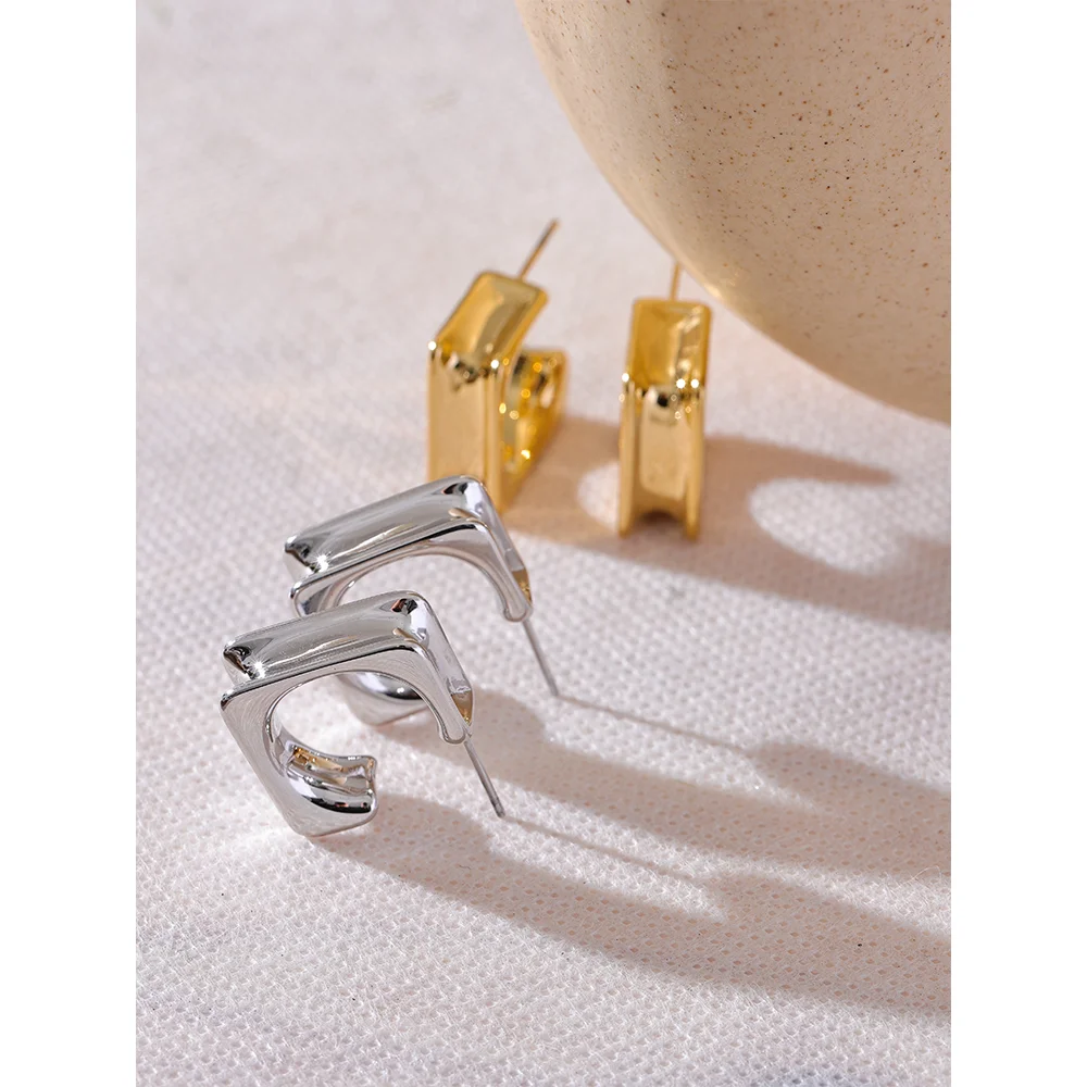 Square Geometric Huggie Earrings