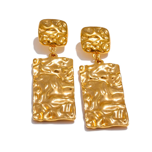 Hammered Rectangle Drop Earrings