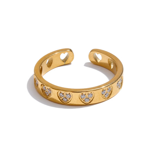 CZ Heart Adjustable Ring