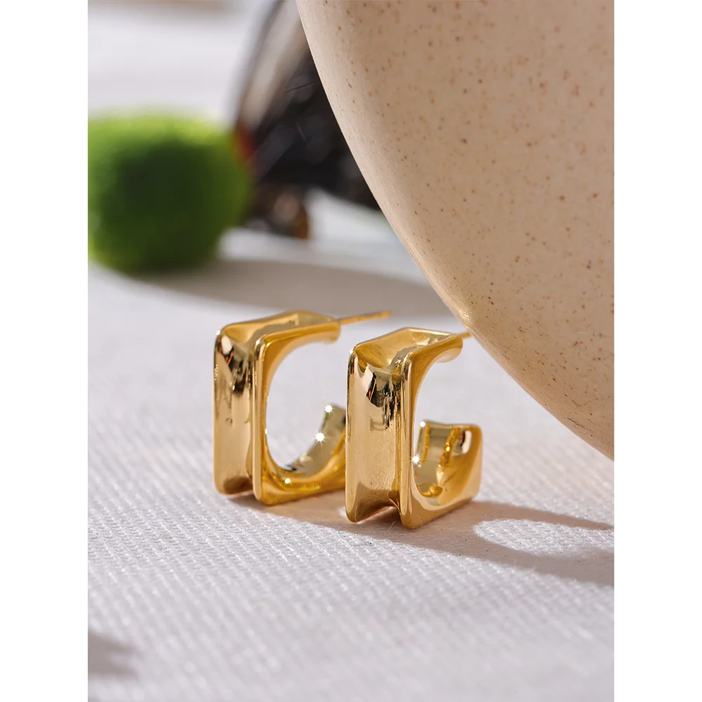 Square Geometric Huggie Earrings