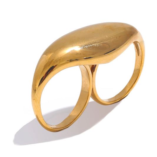Stainless Steel Double Finger Geometric Ring