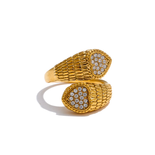 Zirconia Heart Snake Ring