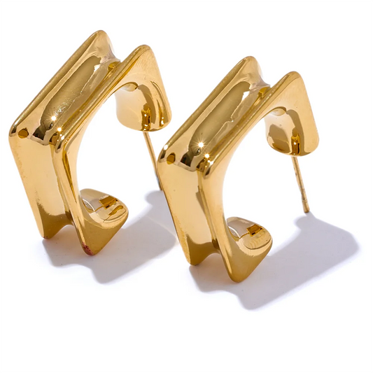 Square Geometric Huggie Earrings