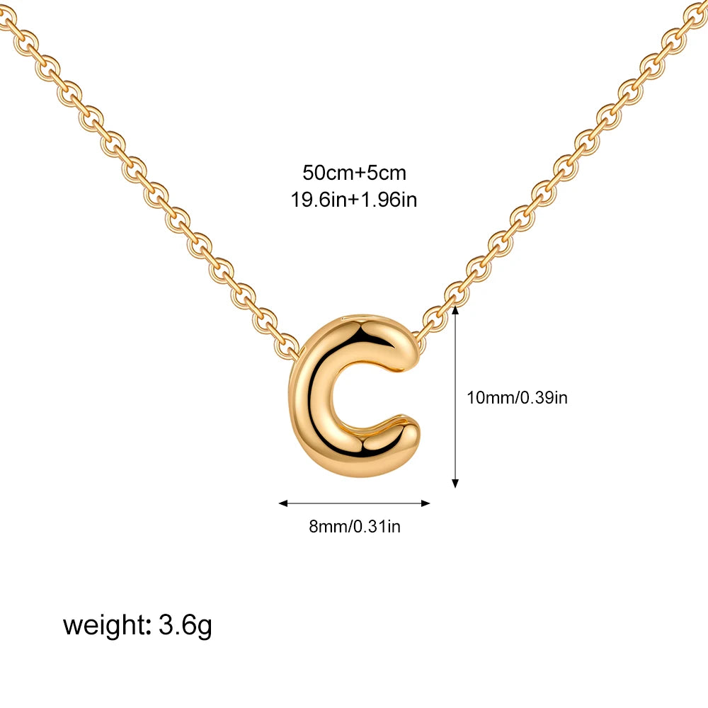 3D Bubble Initial A-Z Alphabet Mini Necklace
