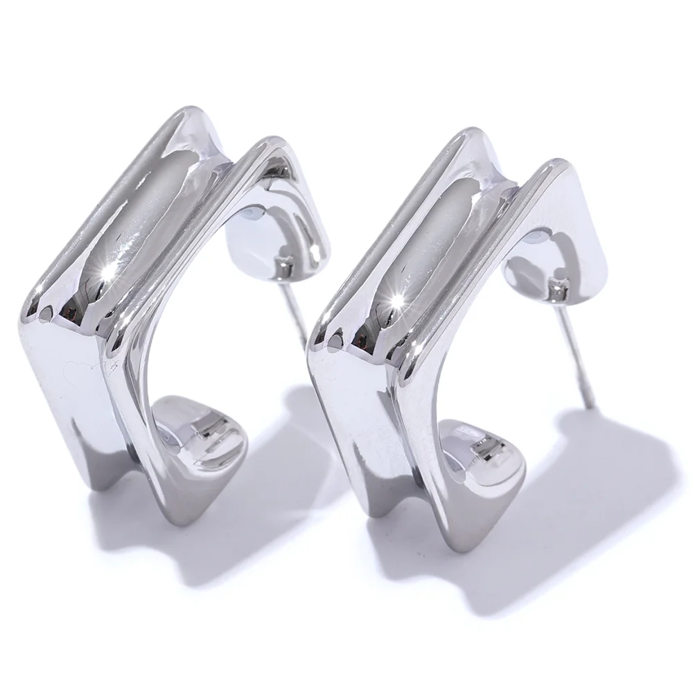 Square Geometric Huggie Earrings
