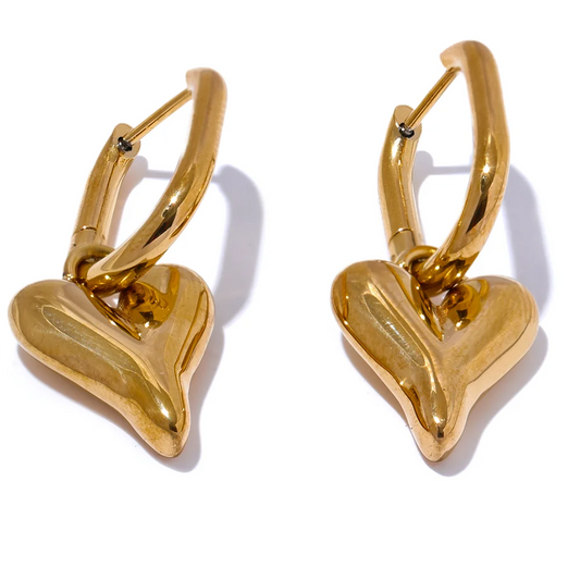 Heart Drop Hoop Earrings