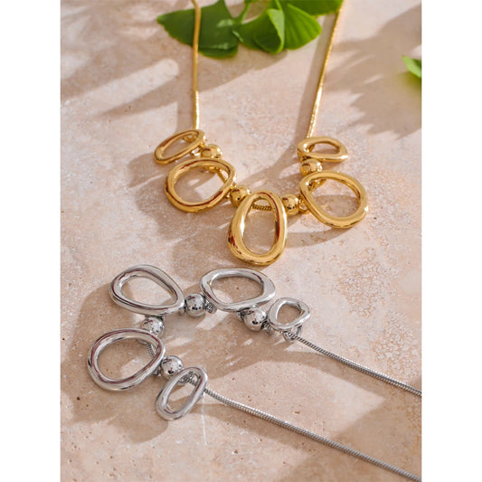 Hollow Oval Pendant Necklace – 18K Gold Plated Stainless Steel