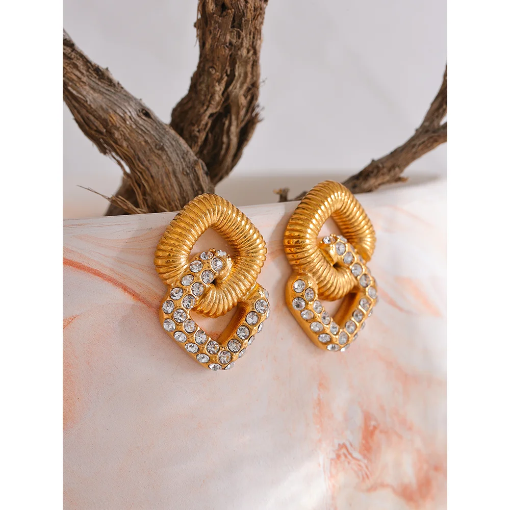 Vintage Square Pearl & CZ Stud Earrings