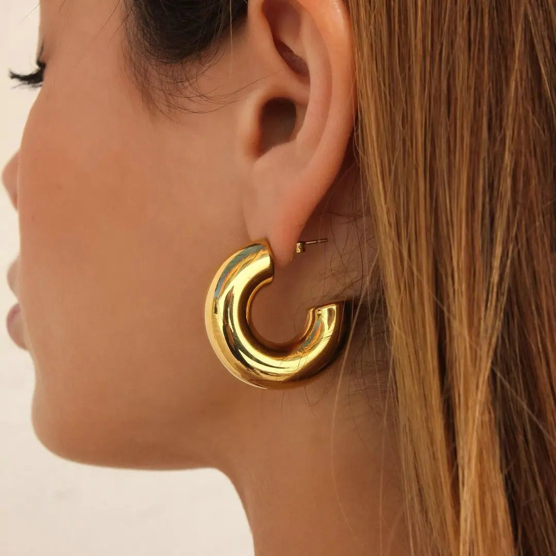 Hollow Design Chunky Bold Hoop Earrings